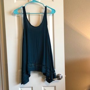 Free People Turquoise Tank with lace detail